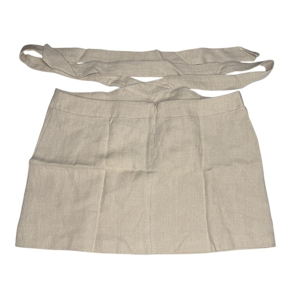 NWT Rumer Avalon Linen High Waist Tie Wrap Mini Skirt Back Zip Up S Natural - Picture 6 of 15